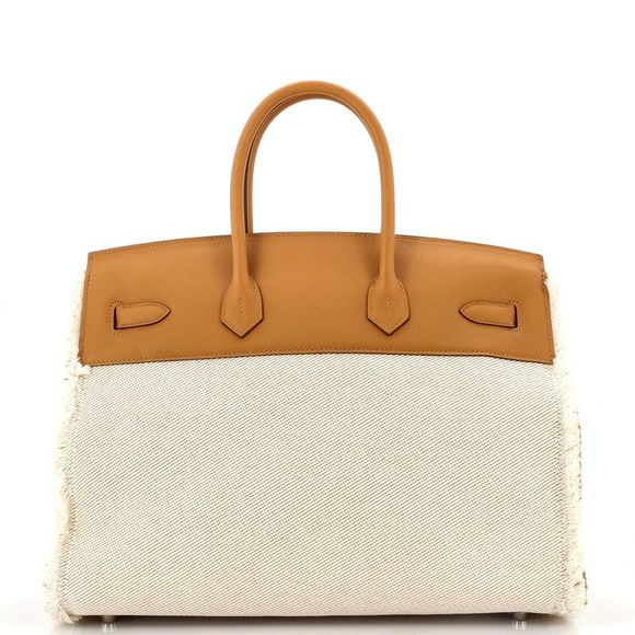 Hermes Fray Fray Birkin Bag Toile and Swift 35 Neutral - Picture 4 of 8